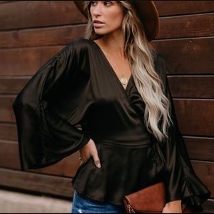 Satin olive green VICI top